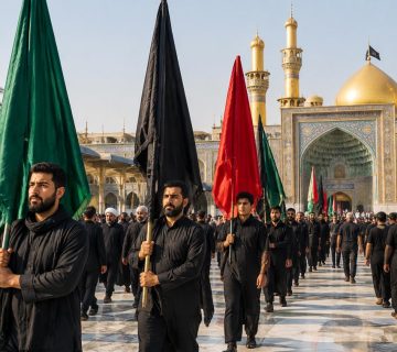 عزاداری هیئت مذهبی در حیاط حرم
