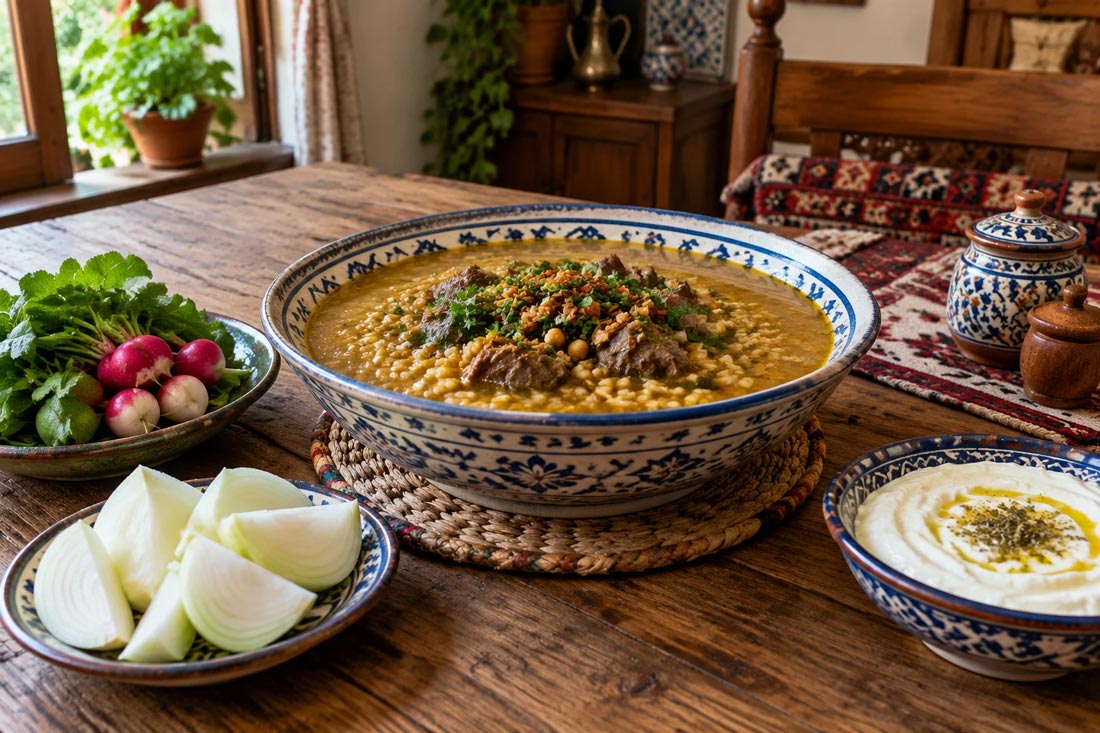 گوشت گردن پخته در تشریب